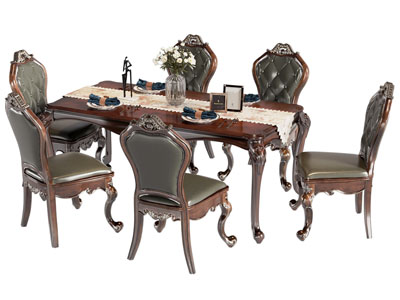 欧式长方形餐桌椅组合