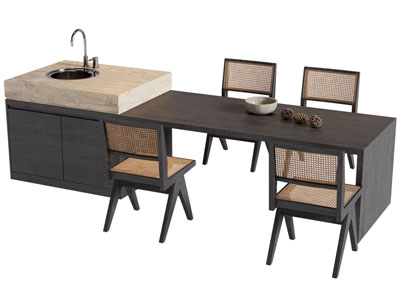 侘寂风水吧台餐桌椅组合