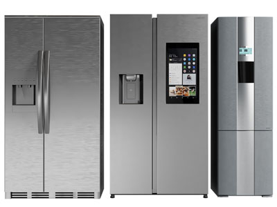 现代金属双开门电冰箱3d模型 现代金属双开门电冰箱