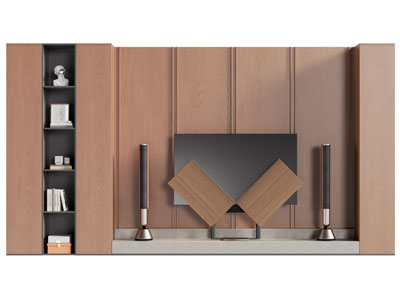 现代带装饰柜的电视背景墙3d模型 现代带装饰柜的电视背景墙