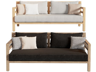 现代实木边框的多人沙发