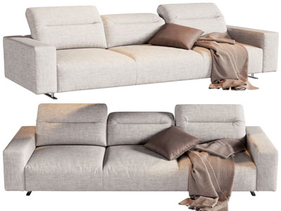 现代布艺多人沙发