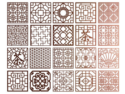 新中式方形镂花窗 窗格 花格 隔断