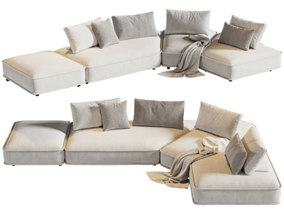 现代转角多人沙发