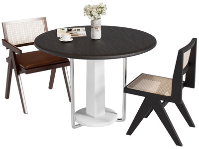 现代圆形餐桌椅组合