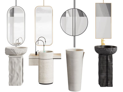 现代轻奢立式洗手台 镜子