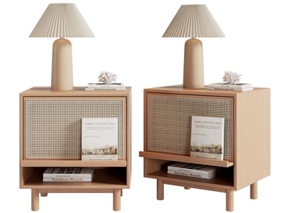 北欧实木床头柜 床头灯