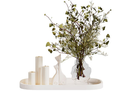 现代托盘烛台 花瓶花卉摆件组合