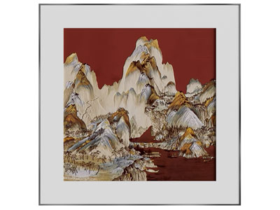 新中式山脉装饰挂画3d模型 新中式山脉装饰挂画