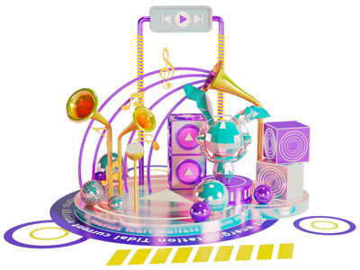 现代音乐节美陈 摆件组合 户外装置 演绎舞台