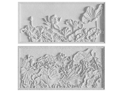 新中式荷花浮雕 装饰挂画3d模型 新中式荷花浮雕 装饰挂画