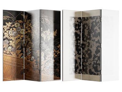 现代花卉图案的屏风