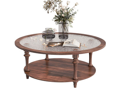 美式圆形锤纹玻璃茶几3d模型 美式圆形锤纹玻璃茶几