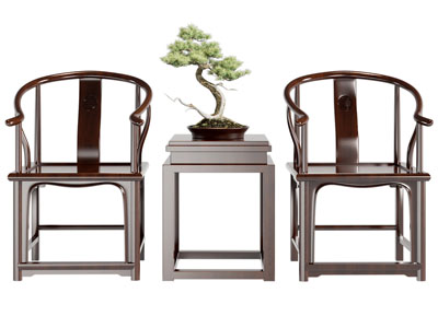 新中式圈椅 扶手椅子 边几