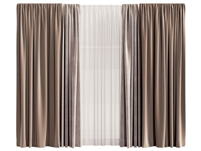 现代窗帘窗纱3d模型 现代窗帘窗纱