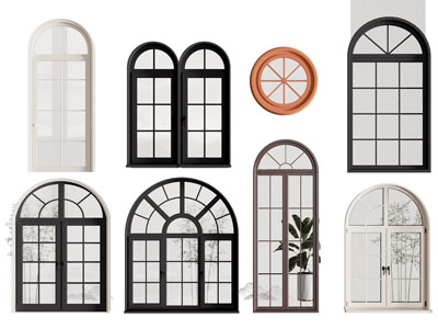 法式拱形平开窗户