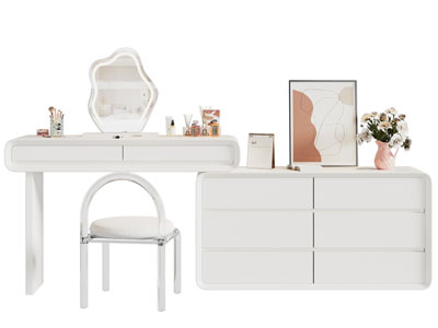 现代白色奶油风化妆 梳妆台