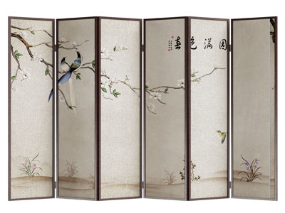 新中式花鸟图案的屏风