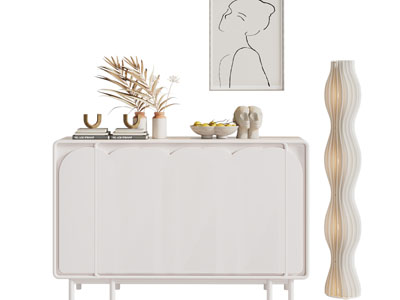 侘寂风玄关柜 边柜 落地灯