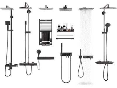 现代金属淋浴花洒