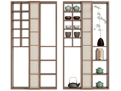 侘寂风博古架 茶罐 茶壶装饰架