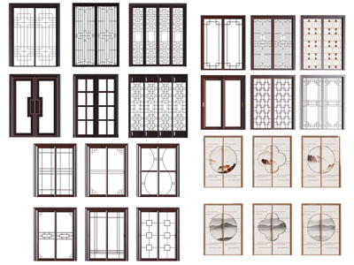新中式双开门 玻璃推拉门