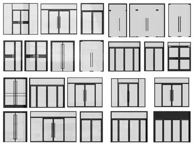 现代办公玻璃大门 双开门