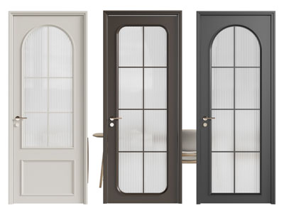 法式拱形玻璃平开门