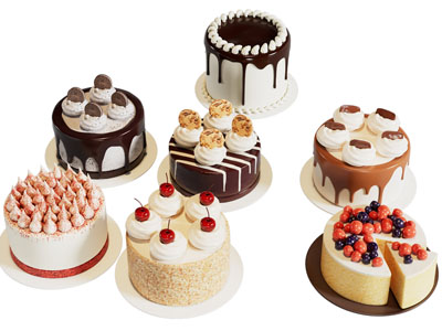 现代奶油水果蛋糕 水果食物