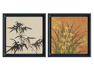 新中式竹子 兰花装饰挂画3d模型 新中式竹子 兰花装饰挂画