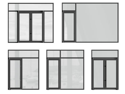 现代办公玻璃隔断 大门 平开门