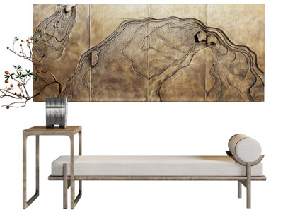 新中式装饰挂画 沙发凳