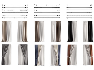 现代窗帘杆 窗帘窗纱3d模型 现代窗帘杆 窗帘窗纱