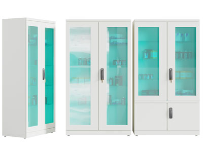 现代玻璃柜门药品收纳柜