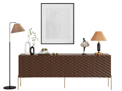 现代轻奢玄关柜 边柜 落地灯