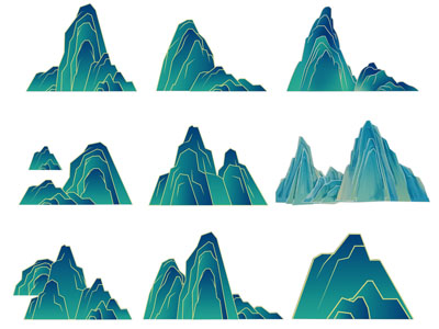 新中式山脉剪影 墙饰