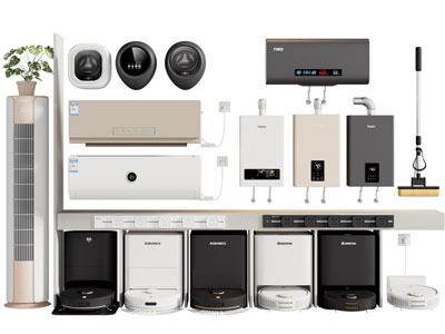 现代扫地机 空调 燃气灶厨房电器3d模型 现代扫地机 空调 燃气灶厨房电器