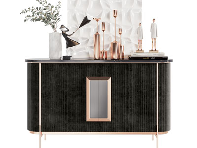 现代轻奢玄关柜 边柜 摆件组合