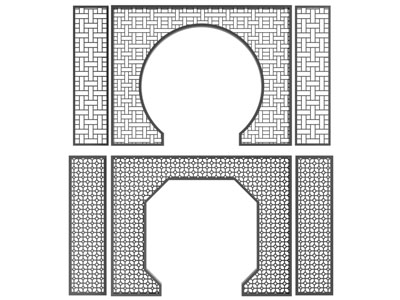 新中式镂空隔断 门拱3d模型 新中式镂空隔断 门拱