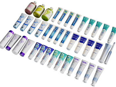 现代牙膏 洗发水 护肤品化妆品摆件组合