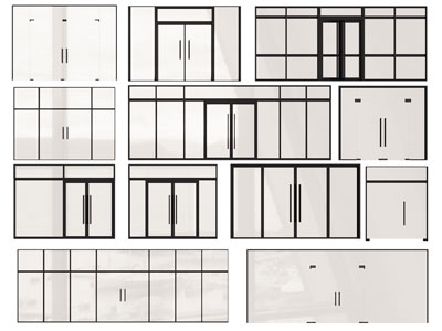 现代办公玻璃大门 双开门