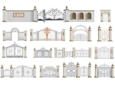 欧式雕花铁艺大门 围墙