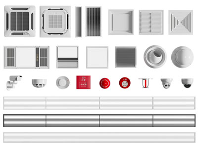 现代中央空调出风口 排风扇 暖风扇 警铃3d模型 现代中央空调出风口 排风扇 暖风扇 警铃