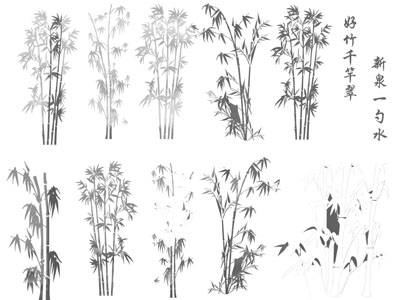 新中式竹子剪影 墙饰 墙贴