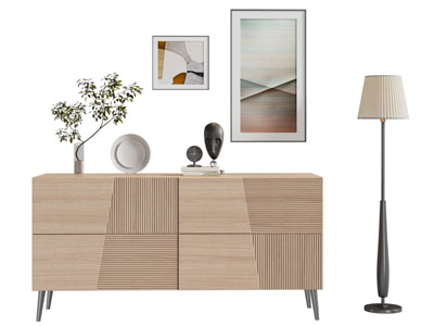 北欧实木玄关柜 边柜 落地灯