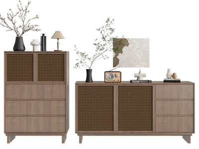 侘寂风实木中古风玄关柜 边柜