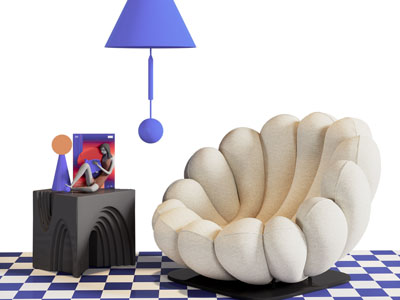 现代花朵造的懒人沙发 边几