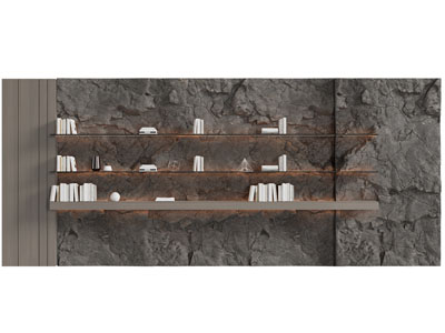 现代毛石背景墙 装饰架3d模型 现代毛石背景墙 装饰架