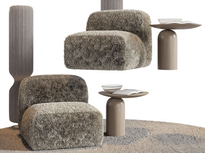 现代单人沙发 边几