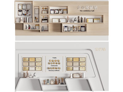 现代企业荣誉背景墙3d模型 现代企业荣誉背景墙